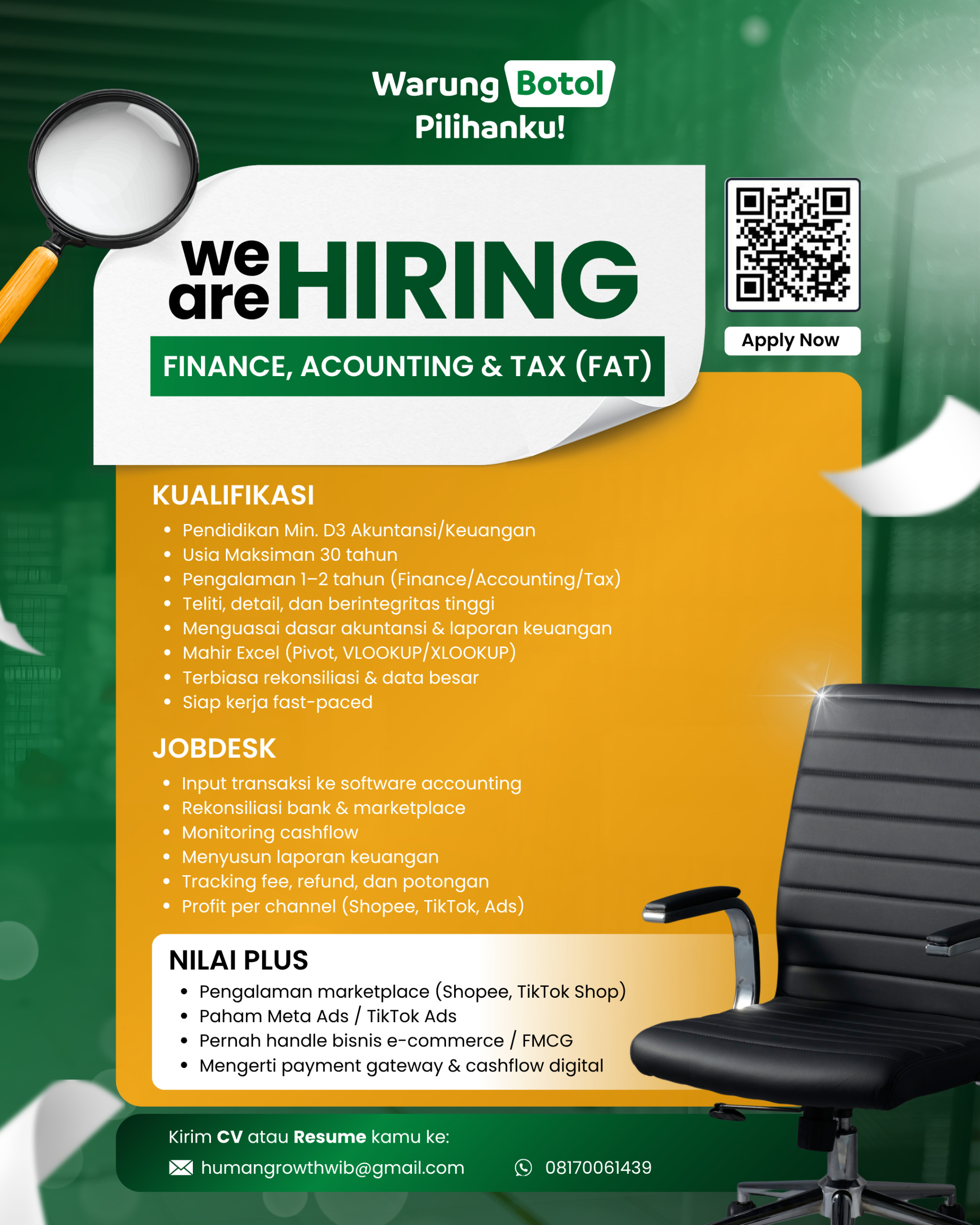 We are Hiring Finance, Accounting & Tax (FAT)